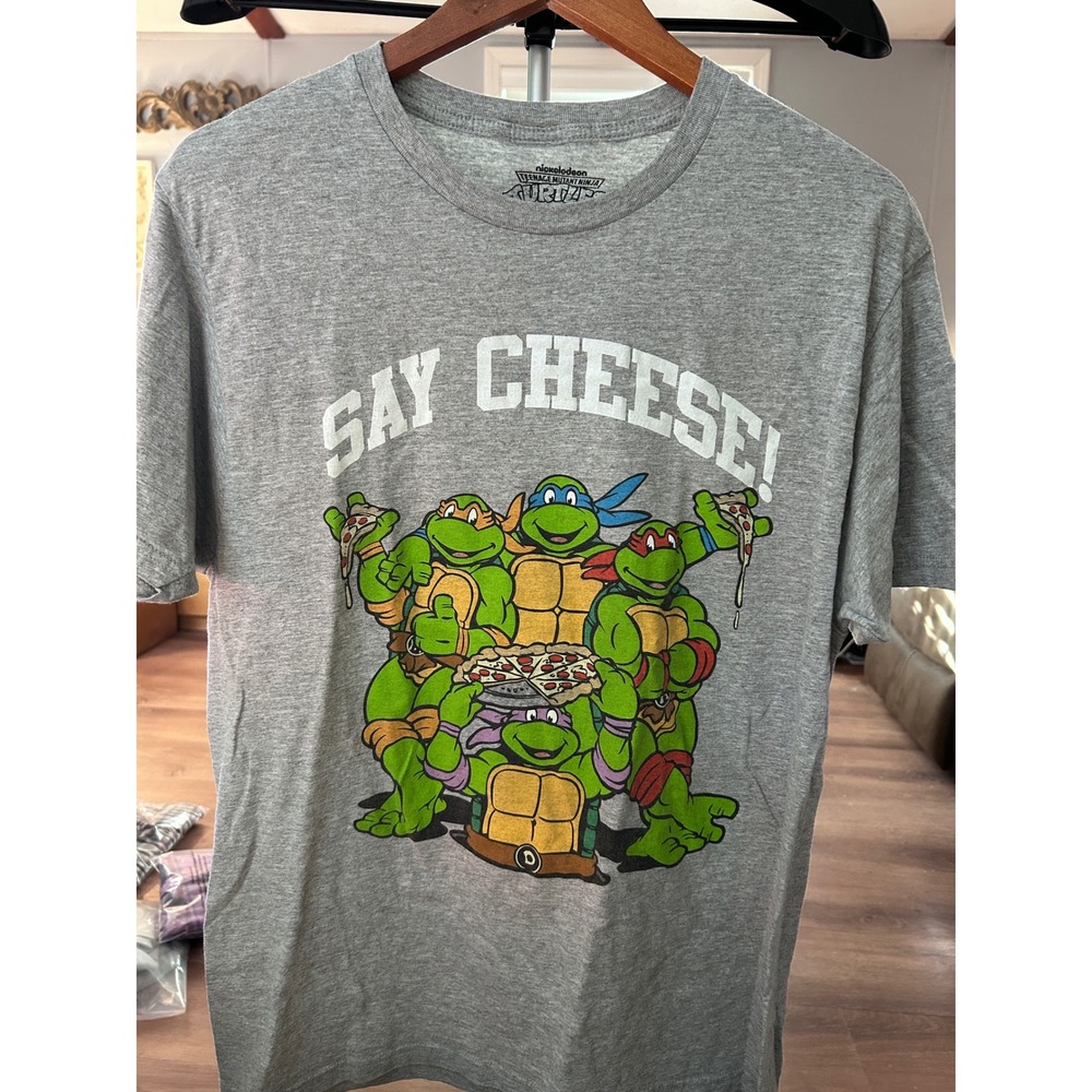 Teenage Mutant Ninja Turtles Say Cheese Tee Men's Size Large Gray Nickeloden
